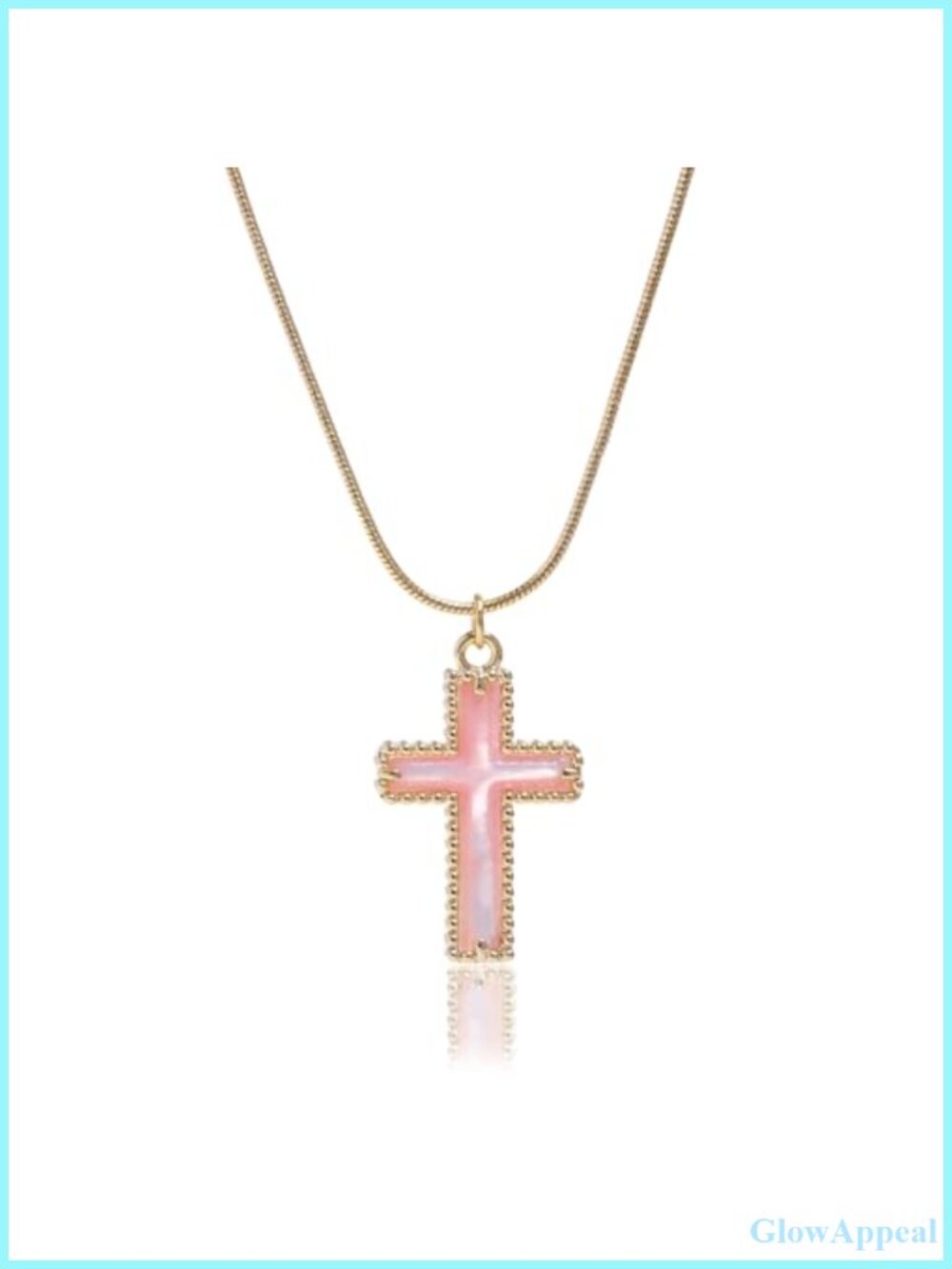 14K Gold Plated Mother of Pearl Cross Pendant Necklace 16-18"